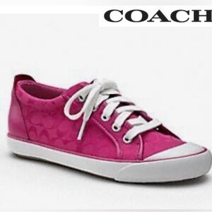 Coach Barrett Signature Sneakers, Fuchsia, Size 7